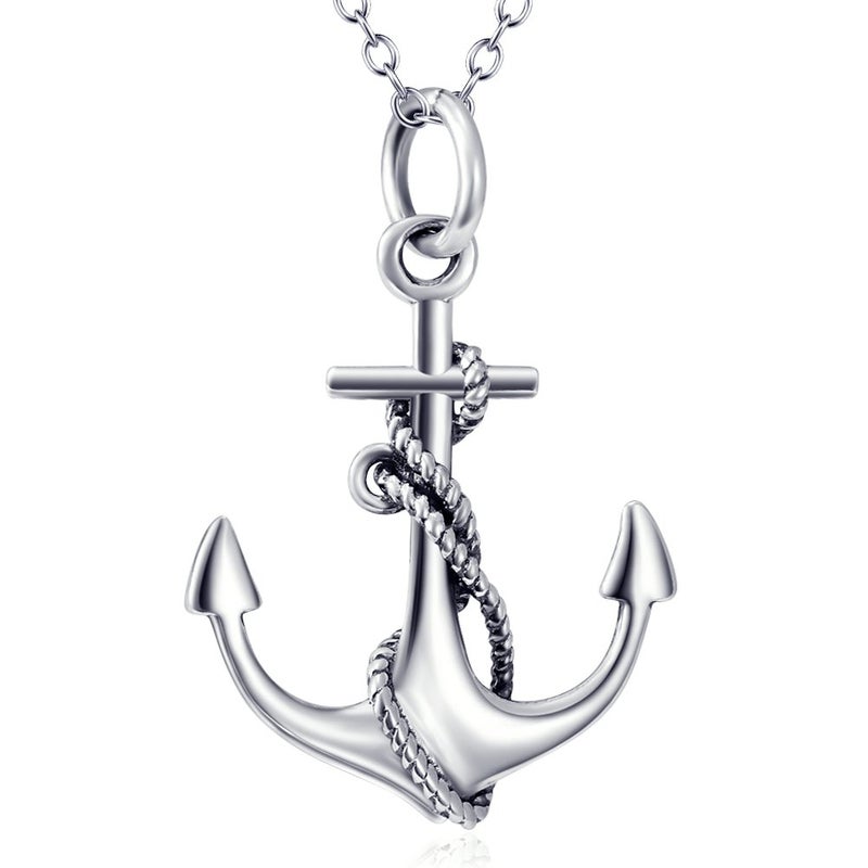 LUHE Anchor Necklace Sterling Silver Anchor Schmuck Sailor Necklace for Women - Image 1